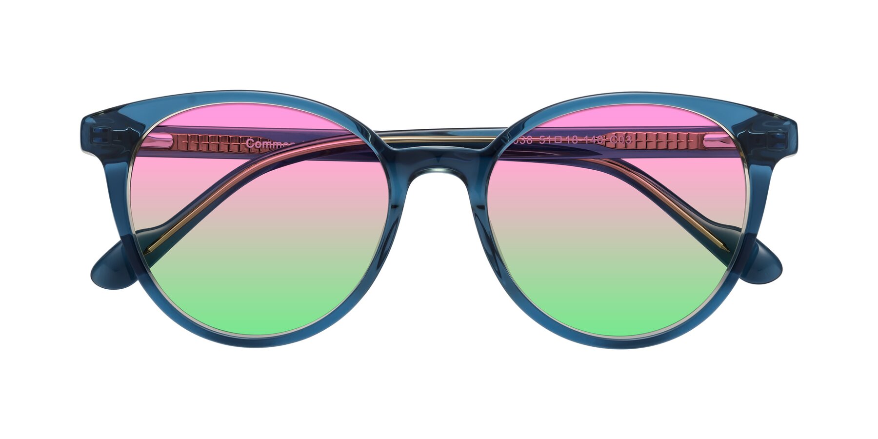 Folded Front of Common in Blue with Pink / Green Gradient Lenses