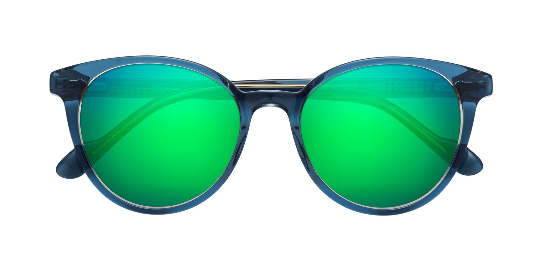 Folded Front of Common in Blue with Green Mirrored Lenses