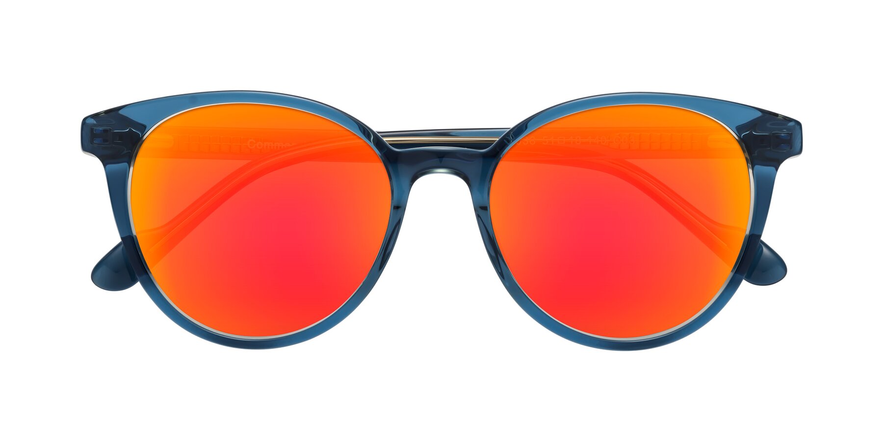 Folded Front of Common in Blue with Red Gold Mirrored Lenses