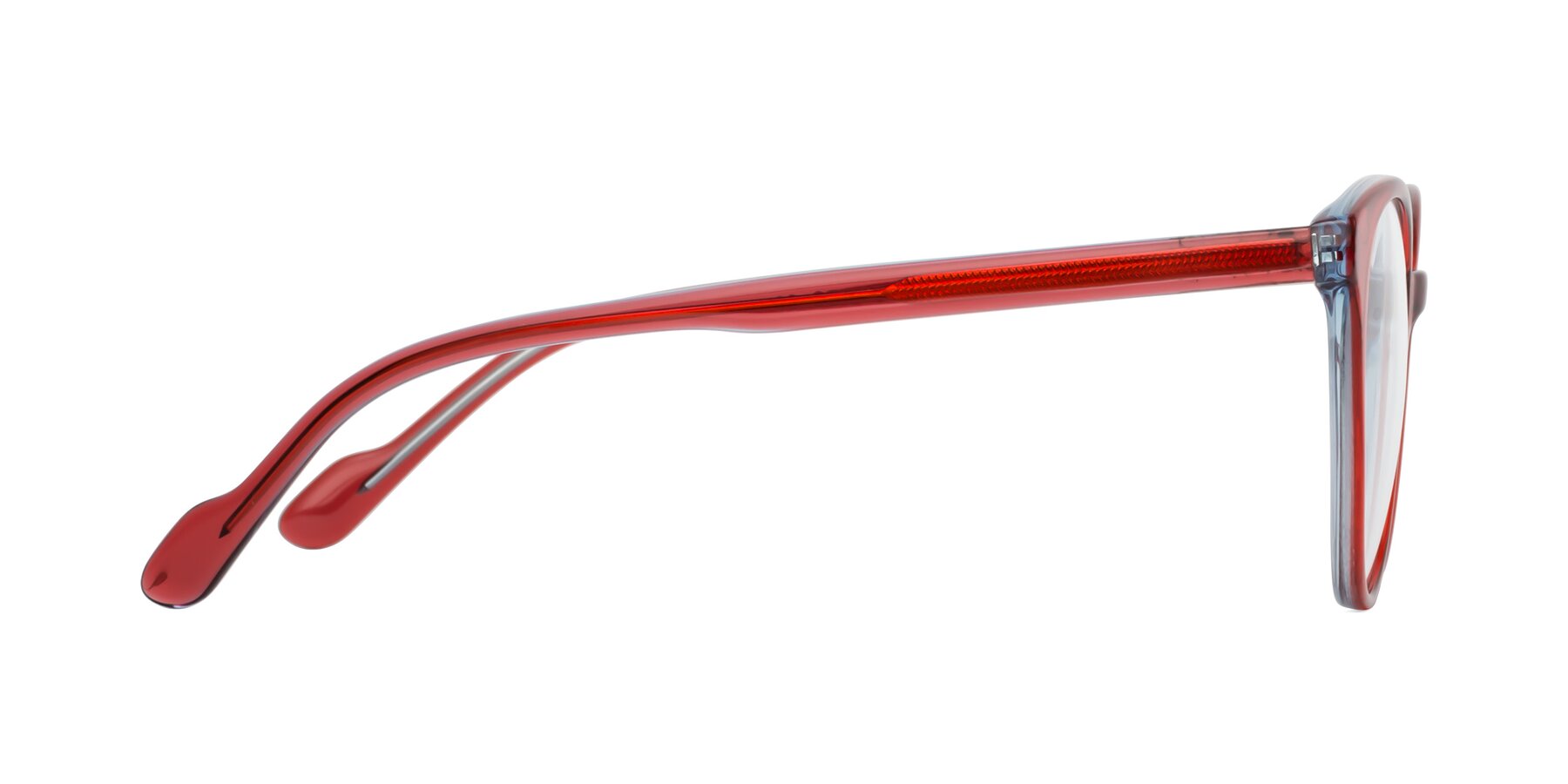 Side of Common in Red with Clear Eyeglass Lenses