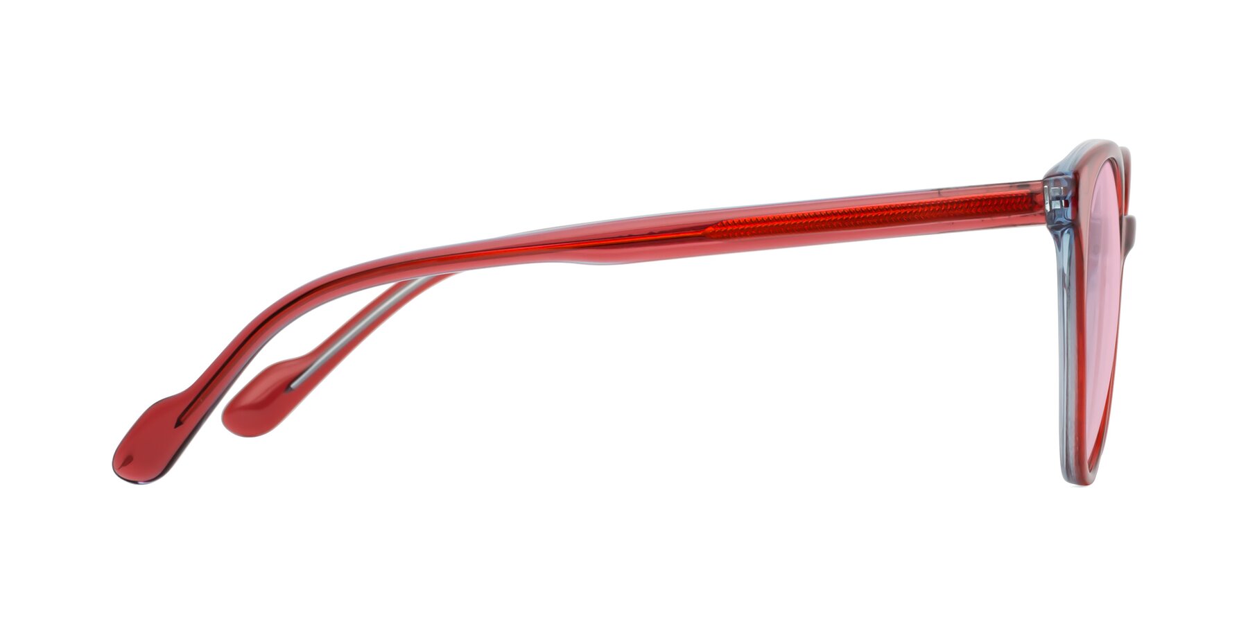 Side of Common in Red with Light Pink Tinted Lenses