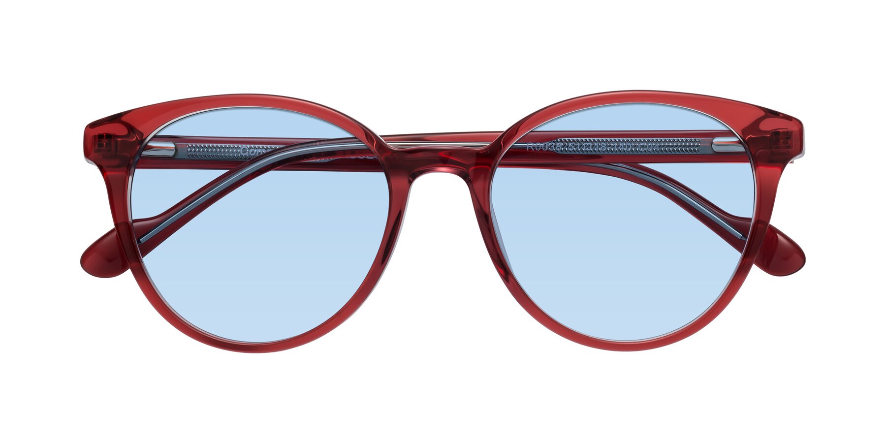 Folded Front of Common in Red with Light Blue Tinted Lenses