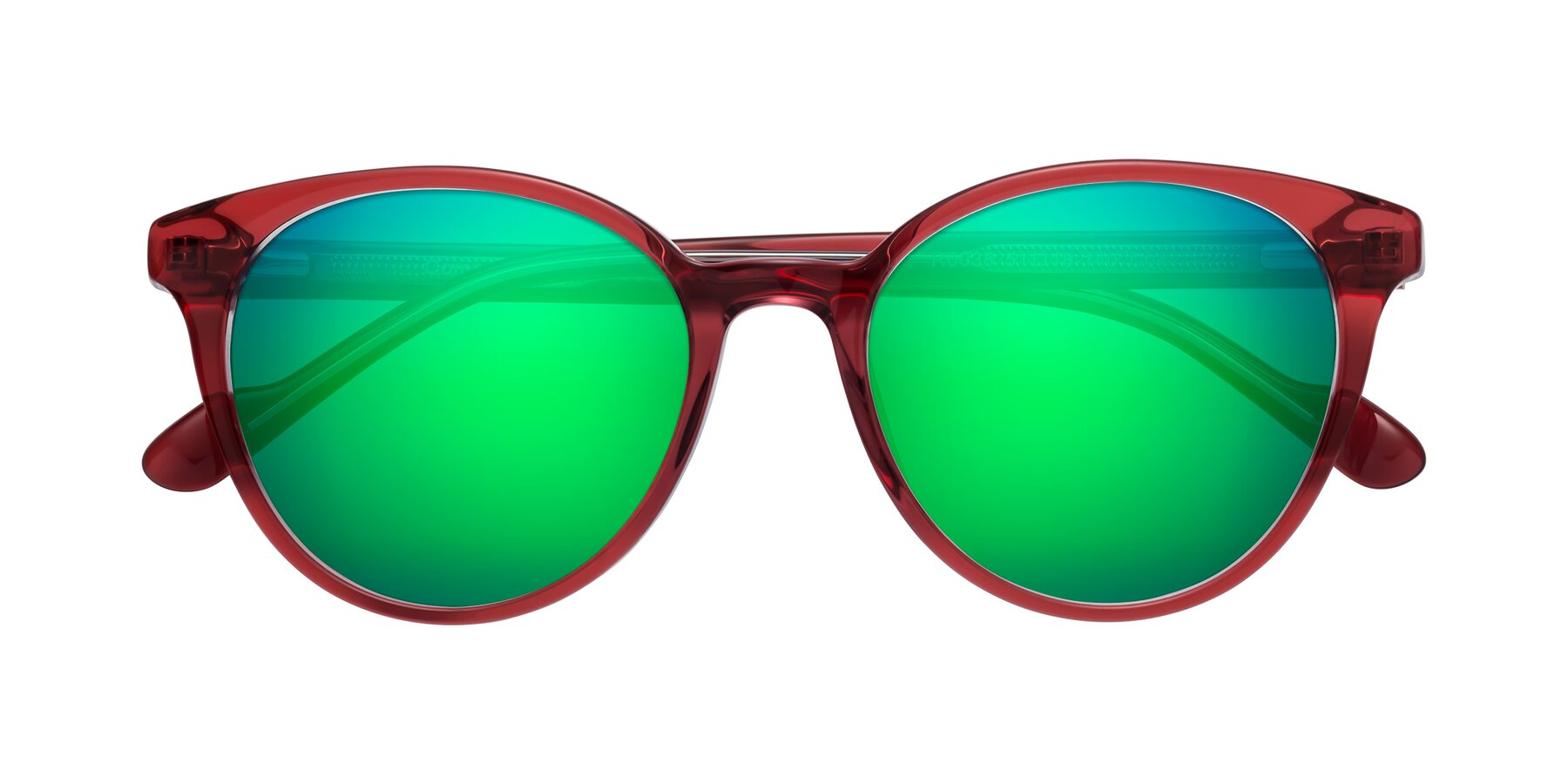 Folded Front of Common in Red with Green Mirrored Lenses