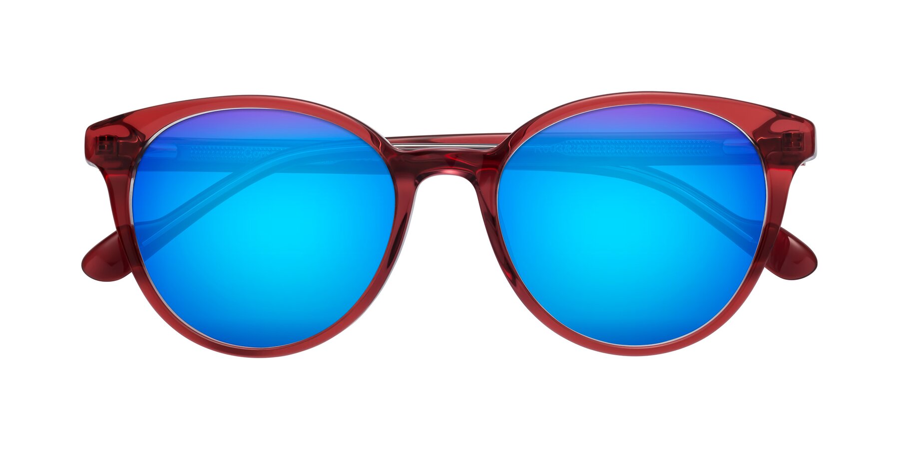 Folded Front of Common in Red with Blue Mirrored Lenses