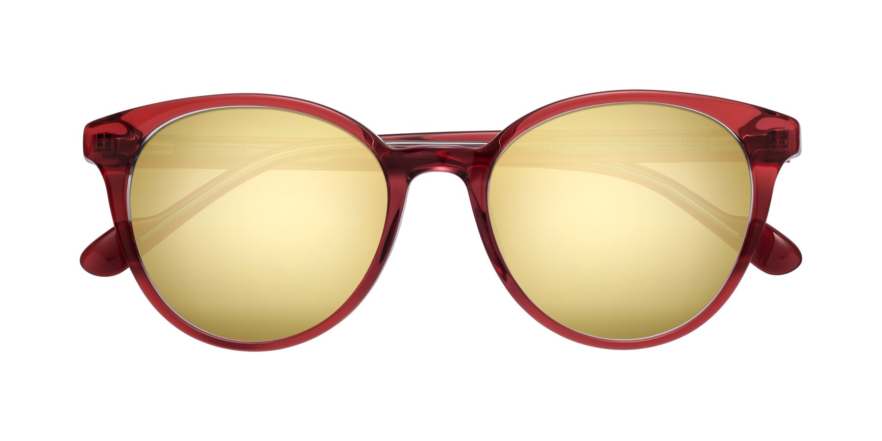 Folded Front of Common in Red with Gold Mirrored Lenses