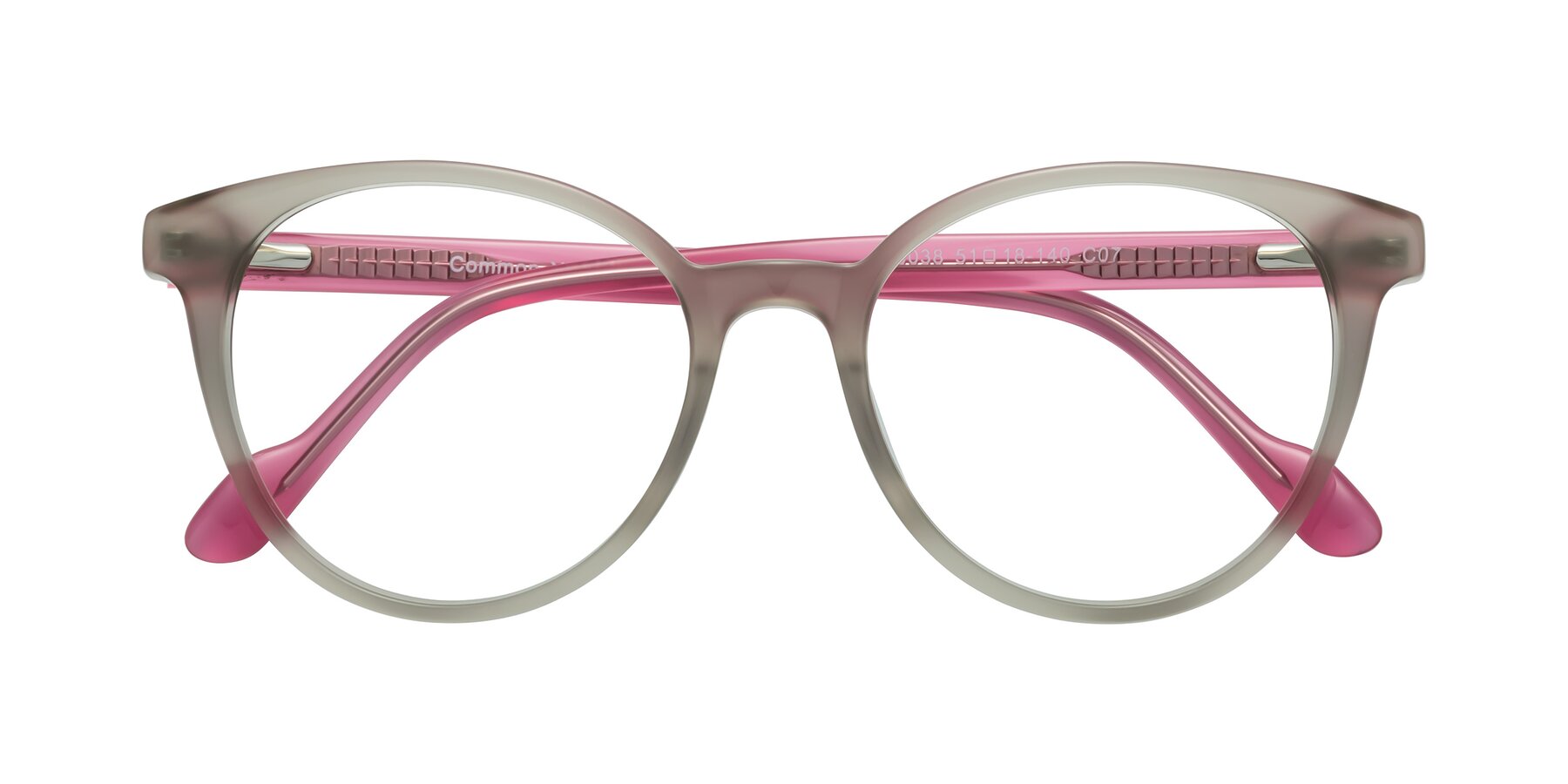 Folded Front of Common in Pale Olive-Pink with Clear Eyeglass Lenses