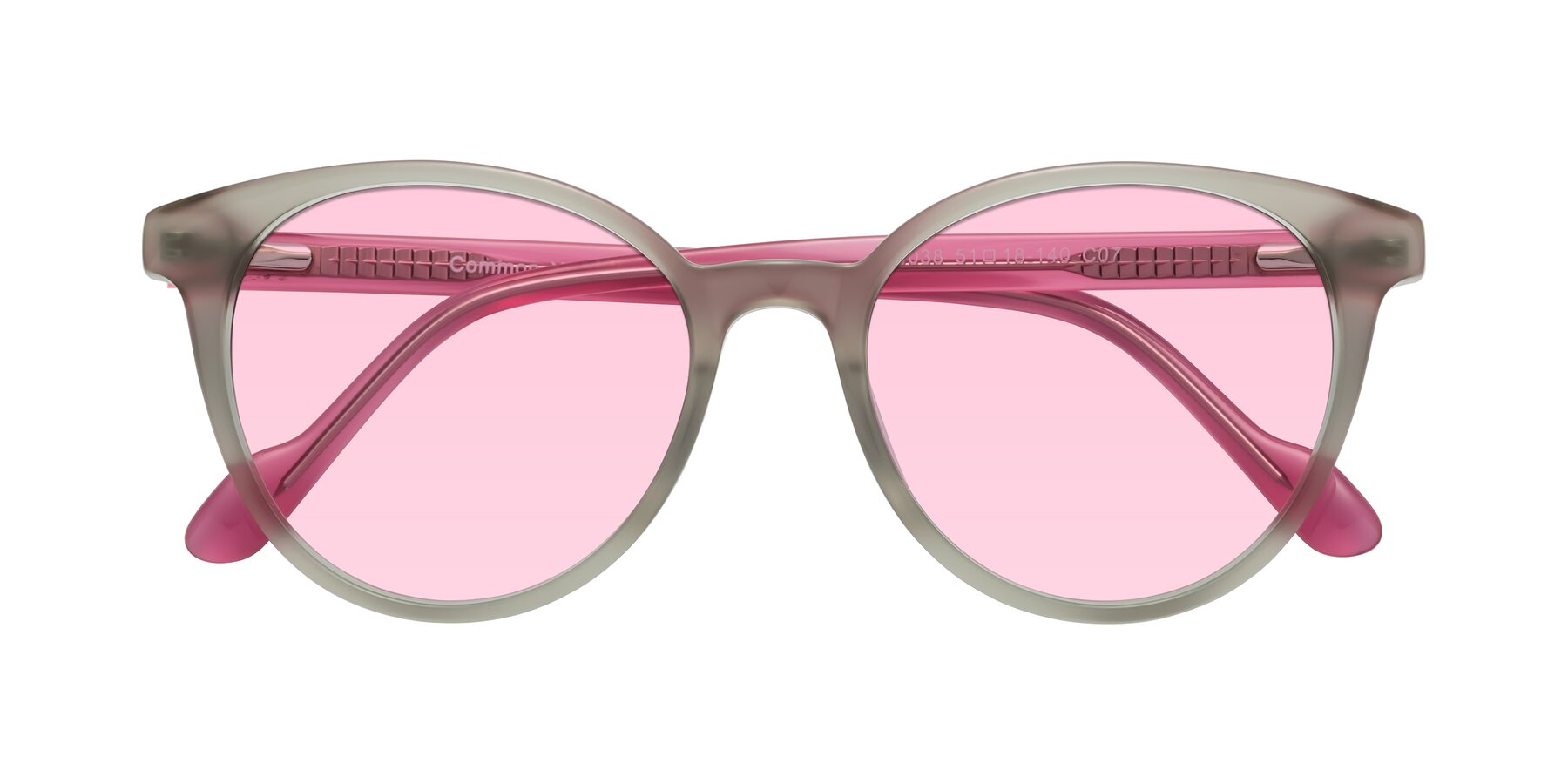 Folded Front of Common in Pale Olive-Pink with Light Pink Tinted Lenses