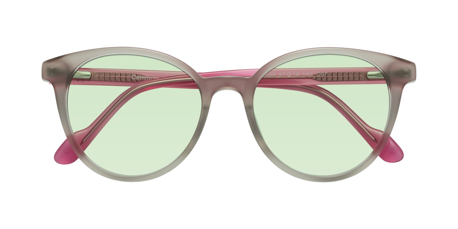 Folded Front of Common in Pale Olive-Pink with Light Green Tinted Lenses