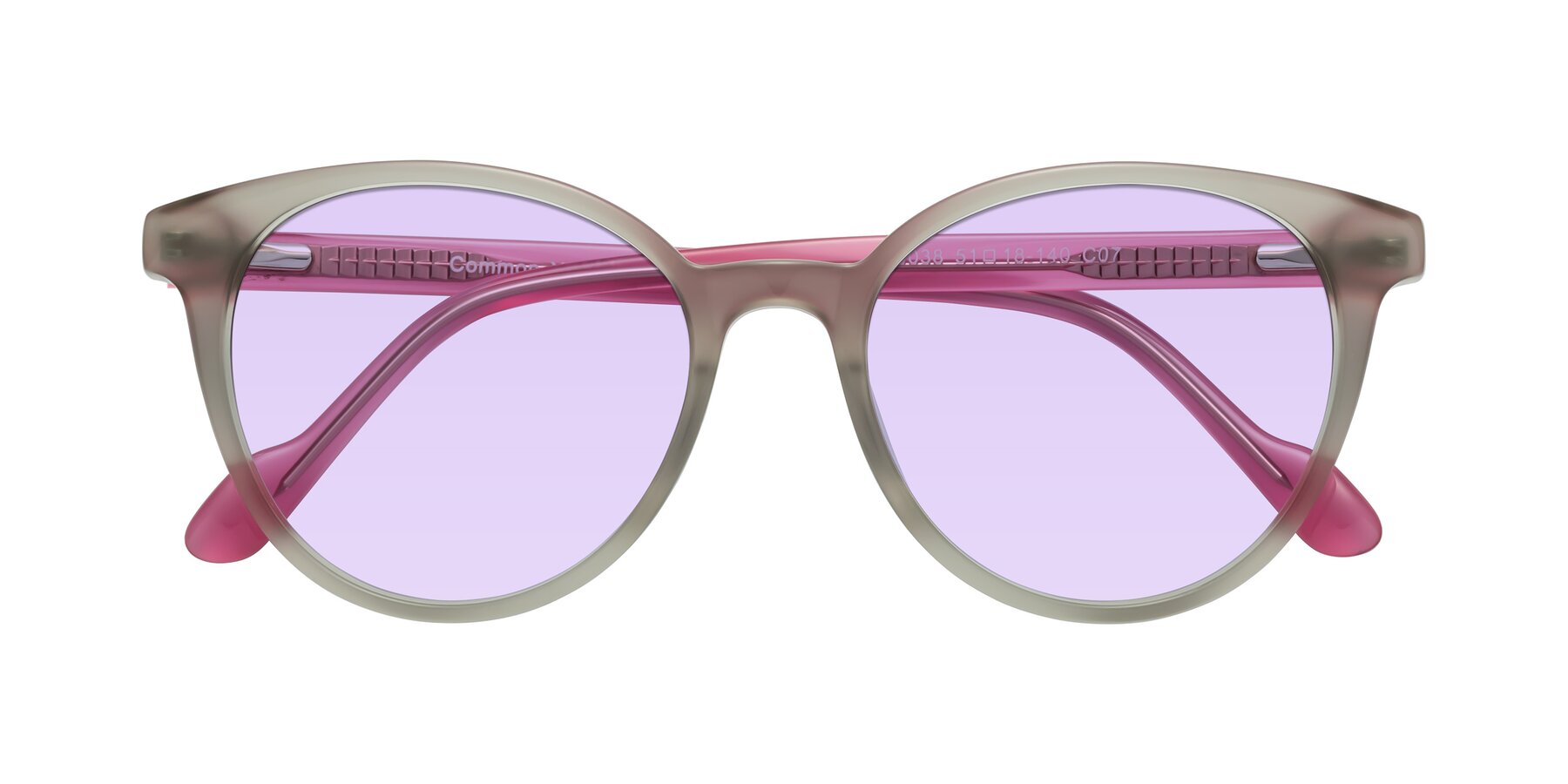 Folded Front of Common in Pale Olive-Pink with Light Purple Tinted Lenses