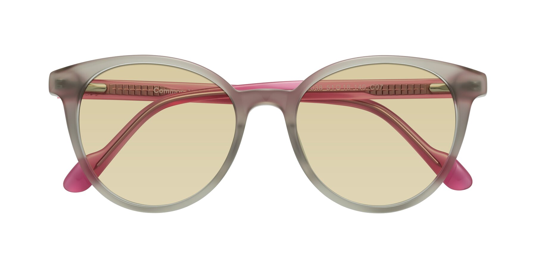 Folded Front of Common in Pale Olive-Pink with Light Champagne Tinted Lenses