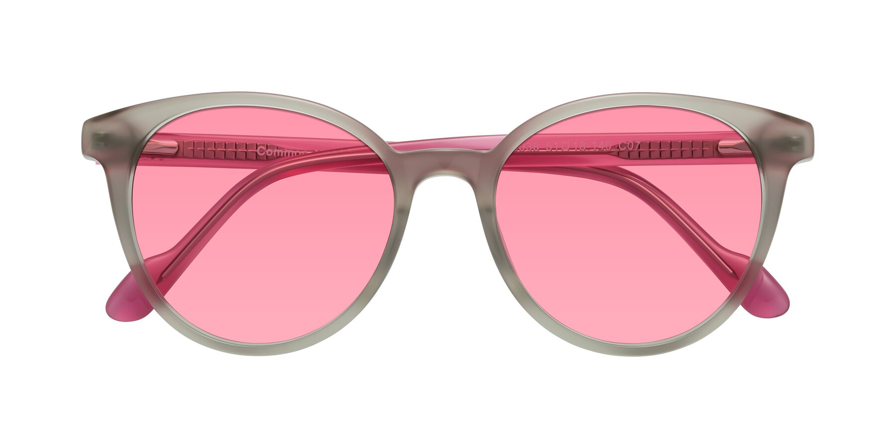 Folded Front of Common in Pale Olive-Pink with Pink Tinted Lenses