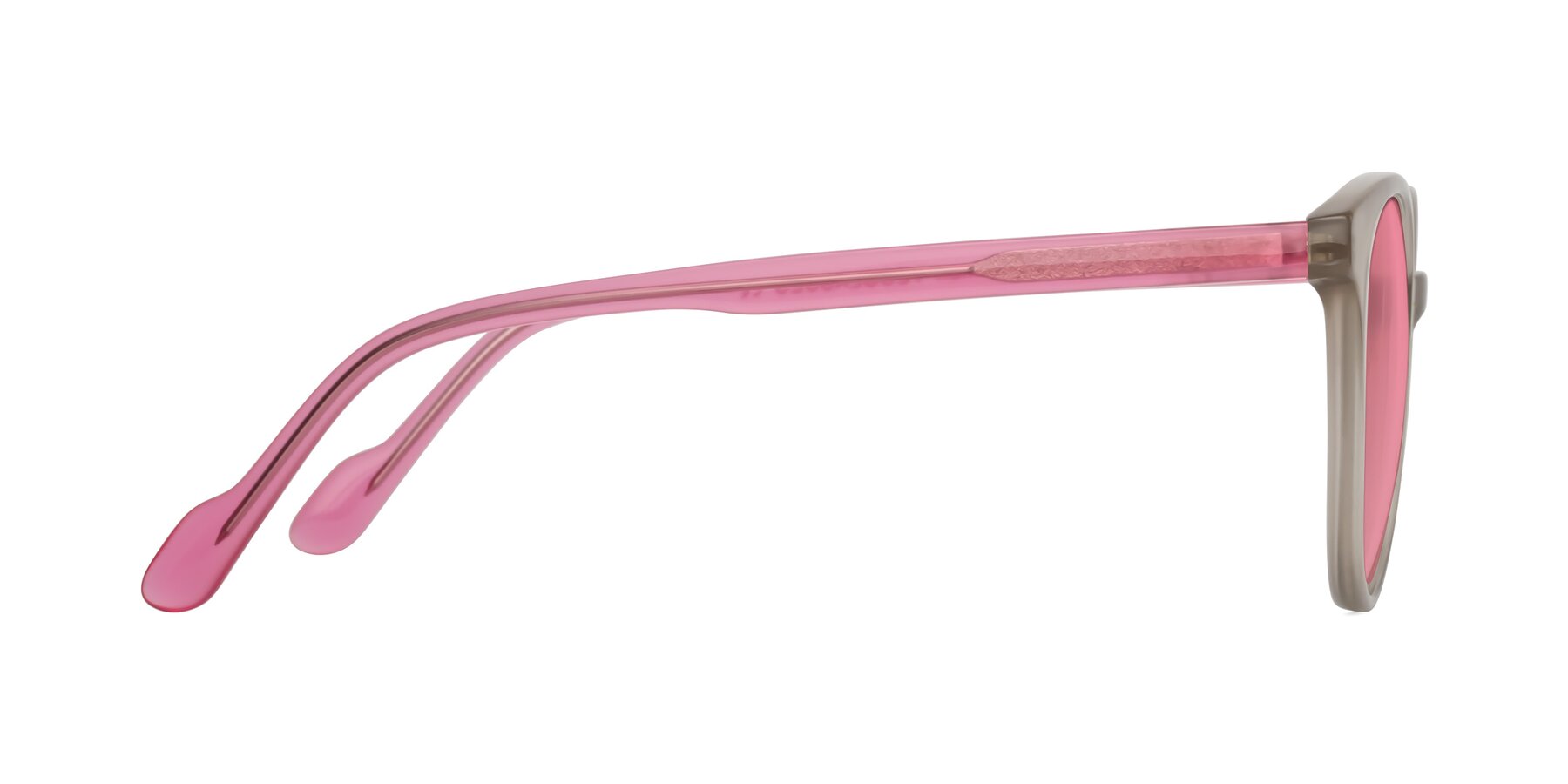 Side of Common in Pale Olive-Pink with Pink Tinted Lenses