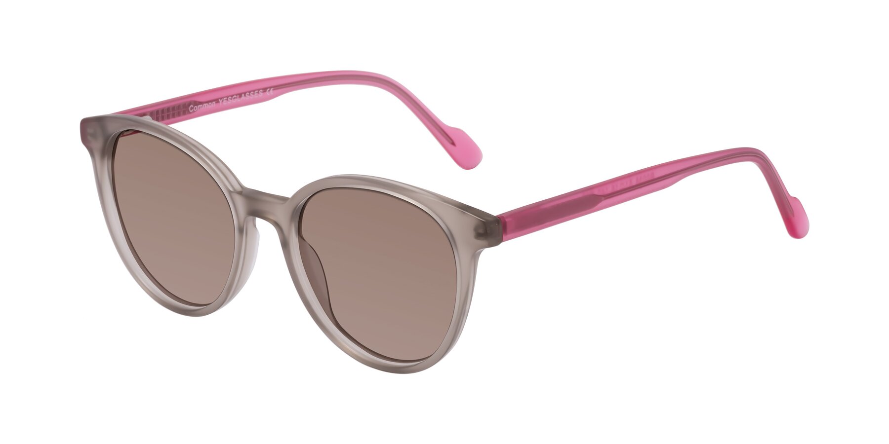 Angle of Common in Pale Olive-Pink with Medium Brown Tinted Lenses