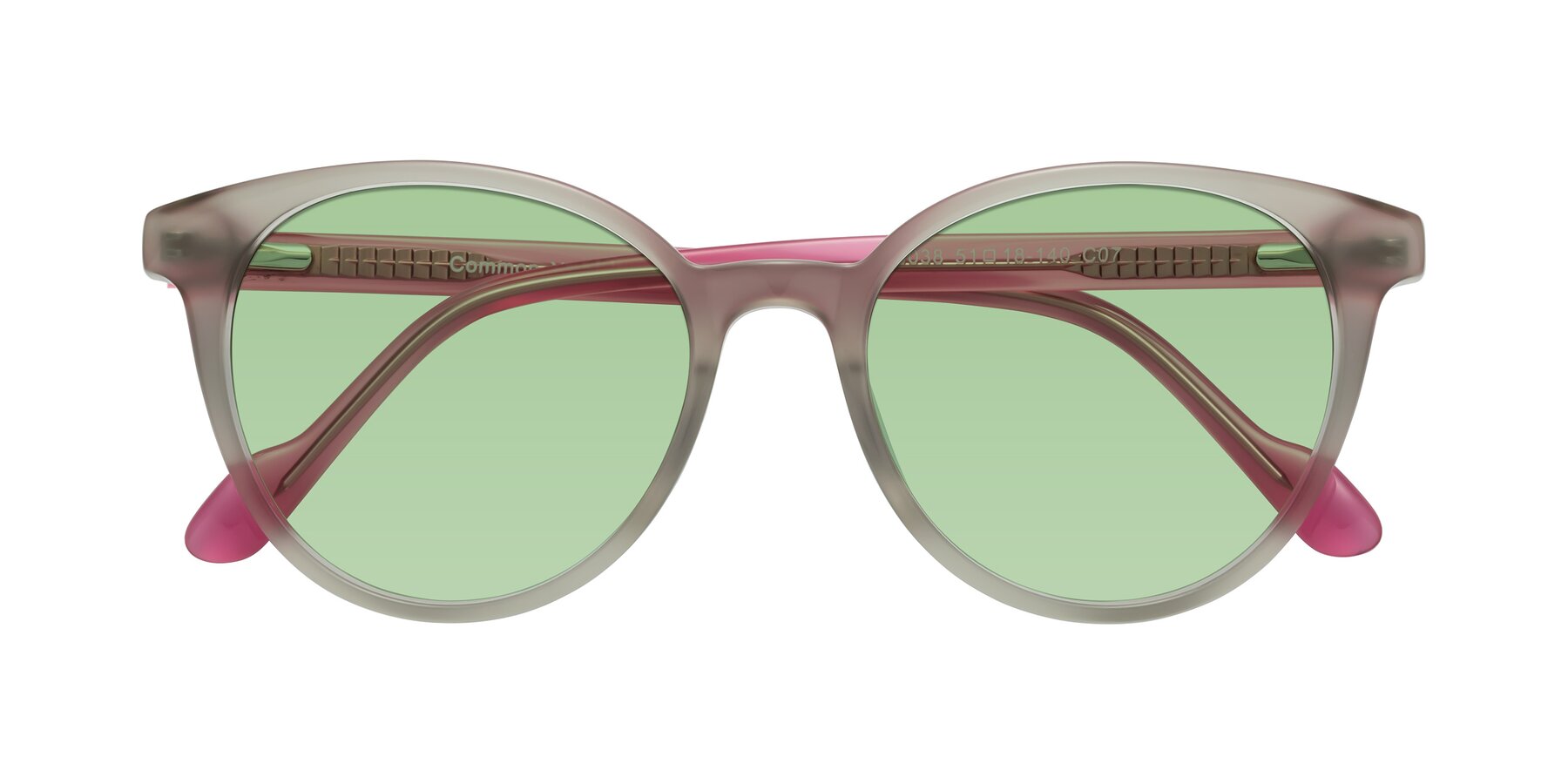 Folded Front of Common in Pale Olive-Pink with Medium Green Tinted Lenses