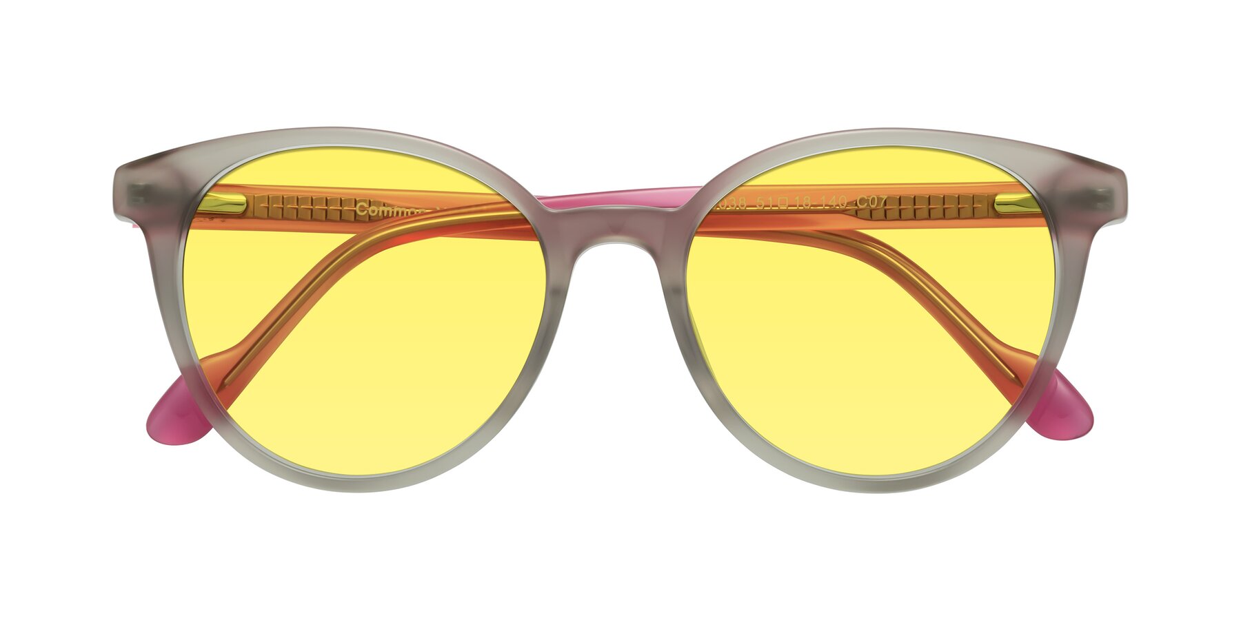 Folded Front of Common in Pale Olive-Pink with Medium Yellow Tinted Lenses