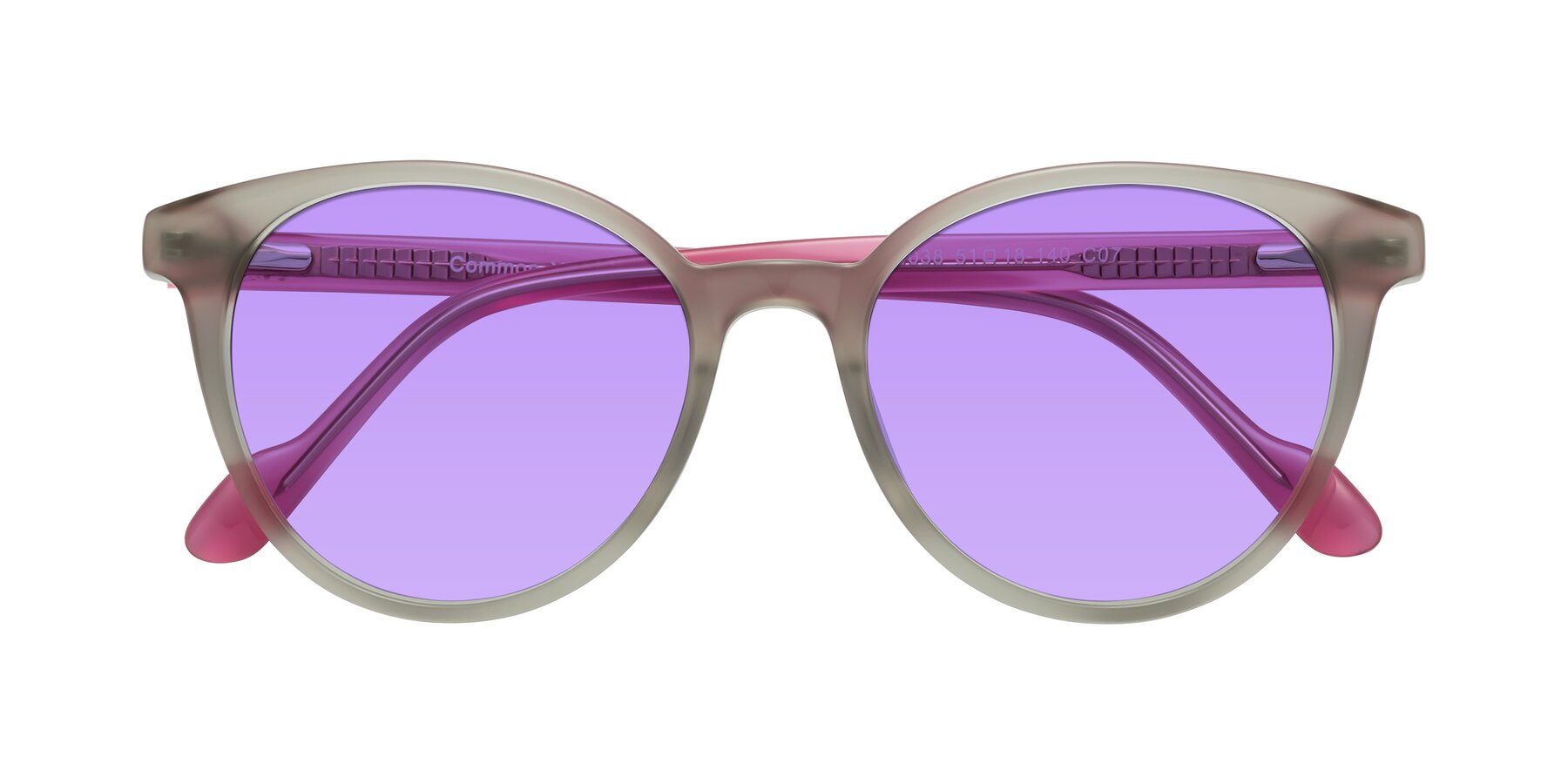 Folded Front of Common in Pale Olive-Pink with Medium Purple Tinted Lenses