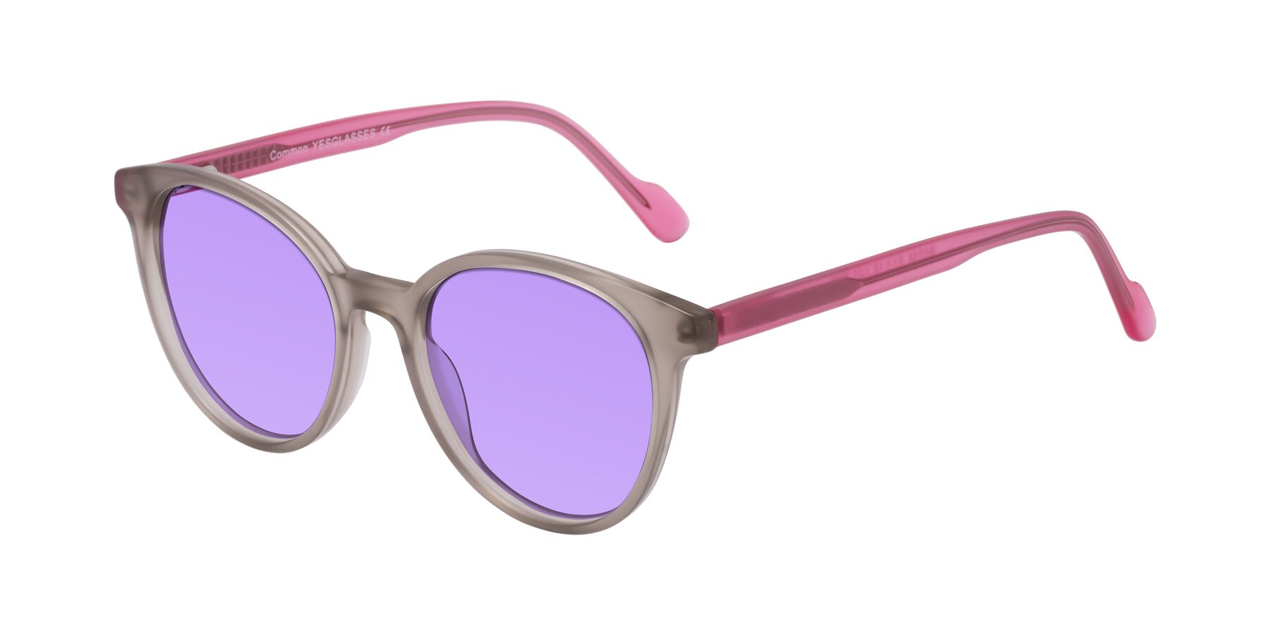 Angle of Common in Pale Olive-Pink with Medium Purple Tinted Lenses