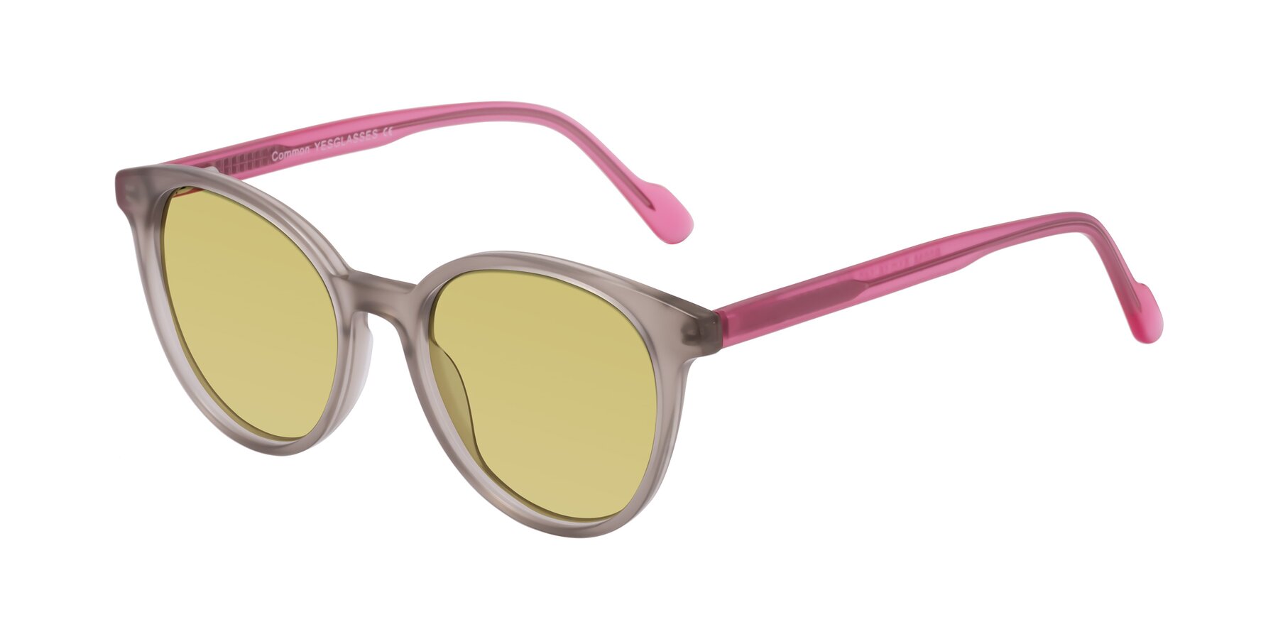 Angle of Common in Pale Olive-Pink with Medium Champagne Tinted Lenses