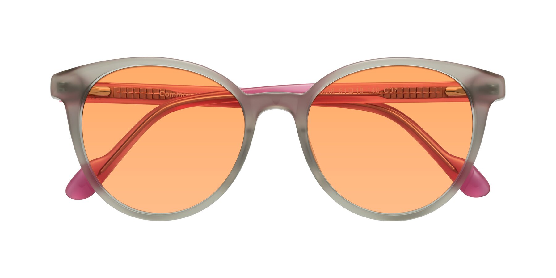 Folded Front of Common in Pale Olive-Pink with Medium Orange Tinted Lenses