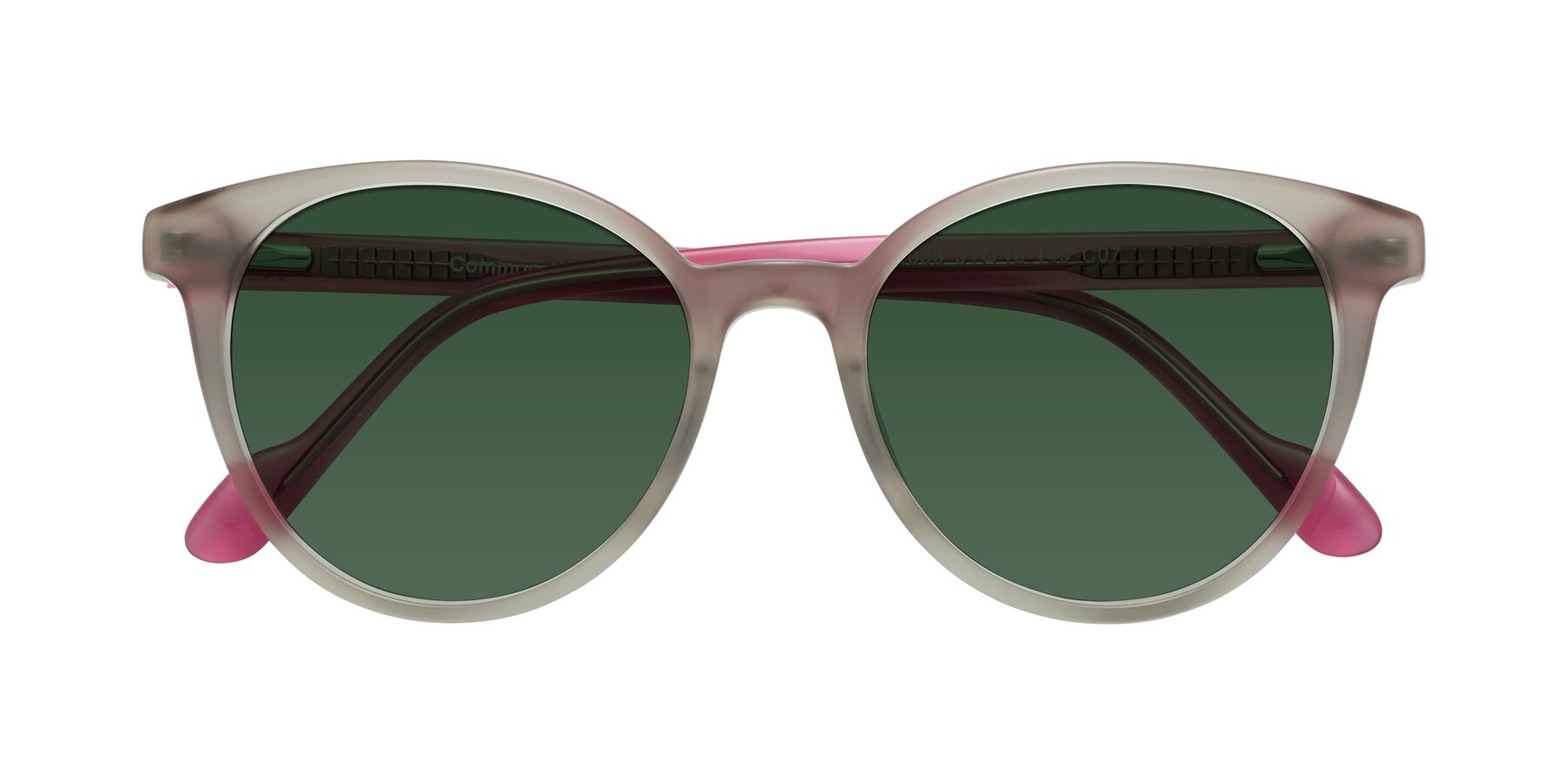 Folded Front of Common in Pale Olive-Pink with Green Tinted Lenses