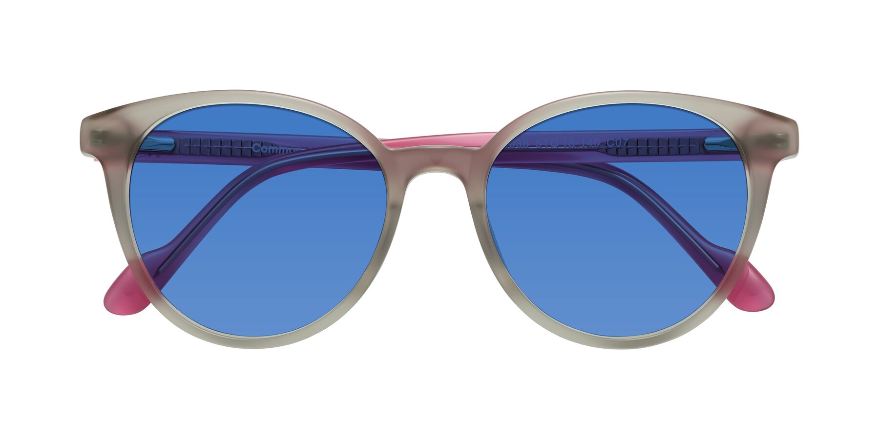 Folded Front of Common in Pale Olive-Pink with Blue Tinted Lenses