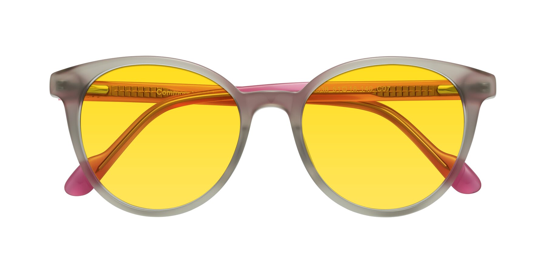 Folded Front of Common in Pale Olive-Pink with Yellow Tinted Lenses