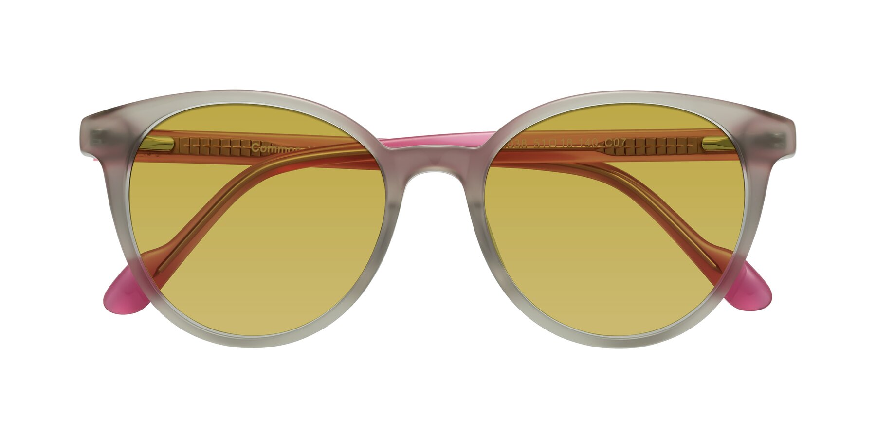 Folded Front of Common in Pale Olive-Pink with Champagne Tinted Lenses