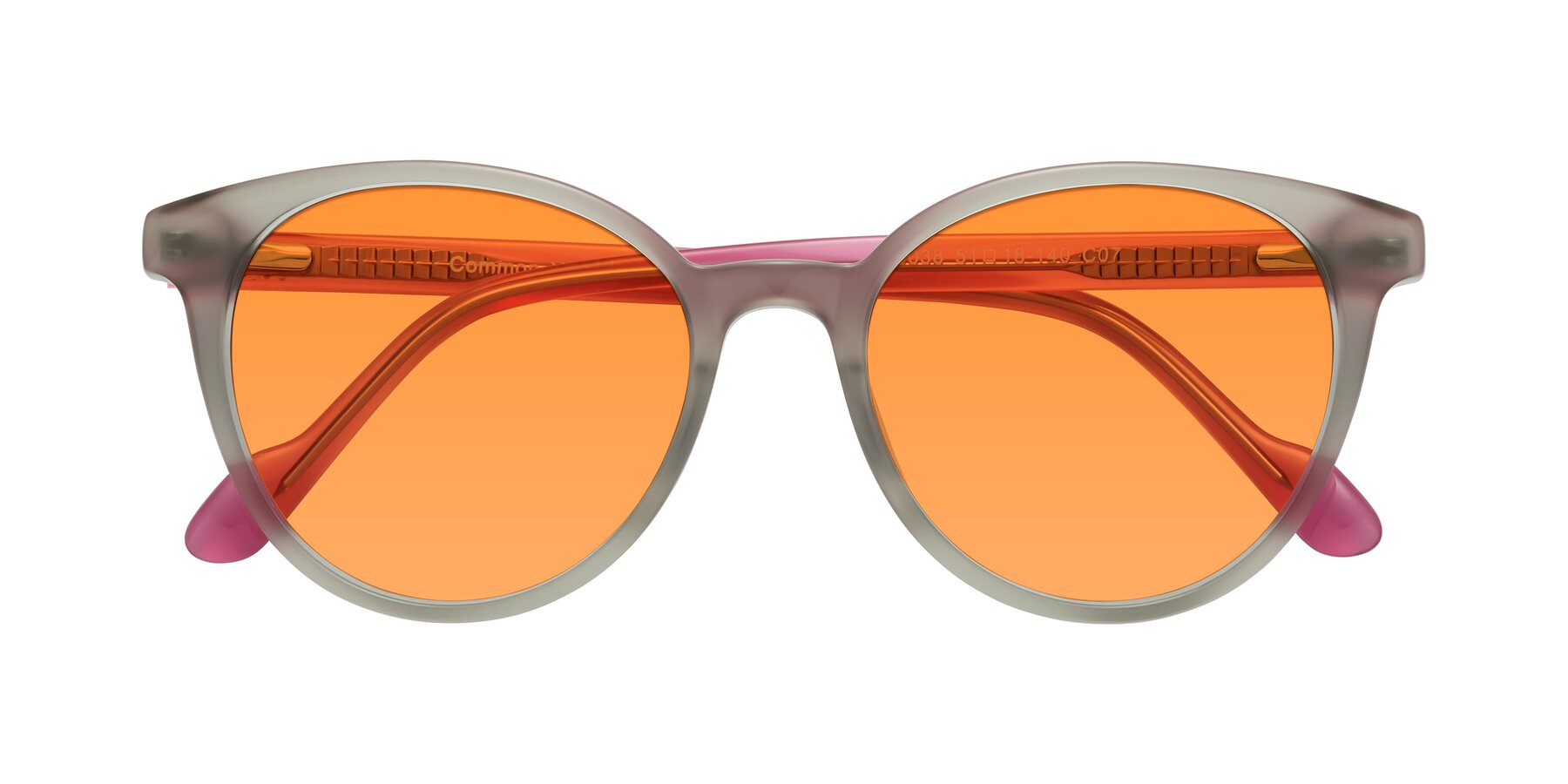 Folded Front of Common in Pale Olive-Pink with Orange Tinted Lenses