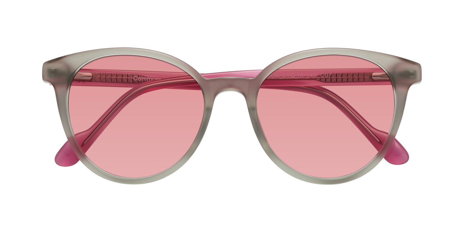 Folded Front of Common in Pale Olive-Pink with Medium Garnet Tinted Lenses