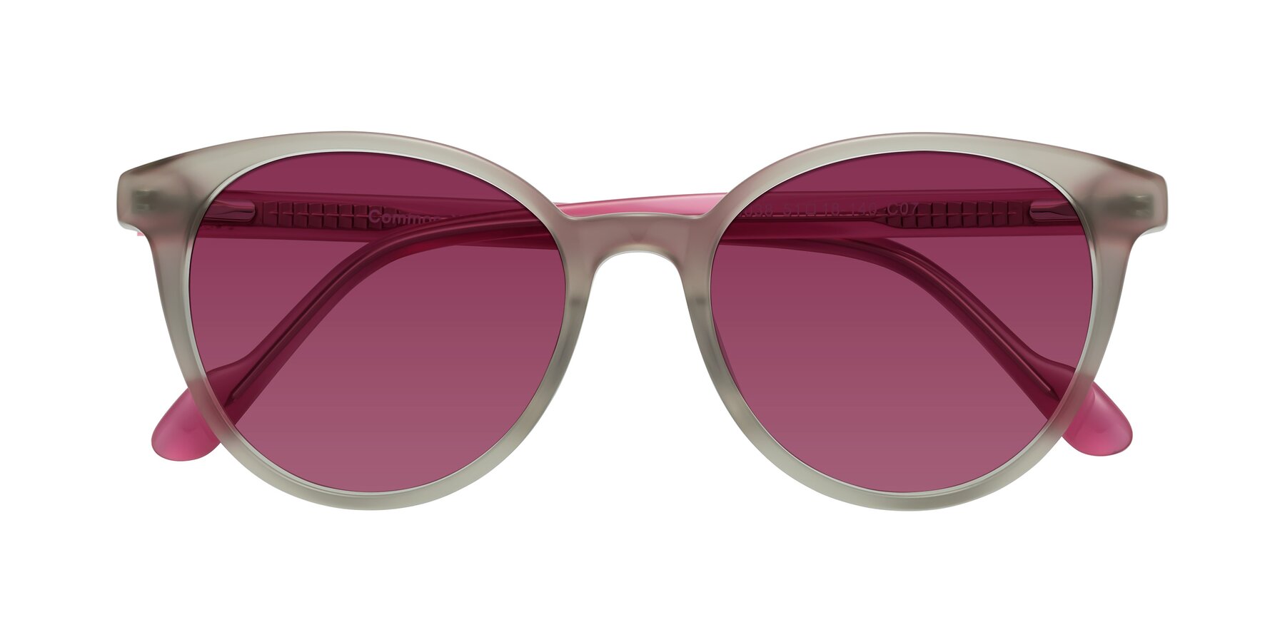 Folded Front of Common in Pale Olive-Pink with Wine Tinted Lenses