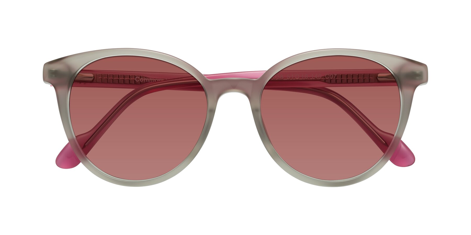 Folded Front of Common in Pale Olive-Pink with Garnet Tinted Lenses