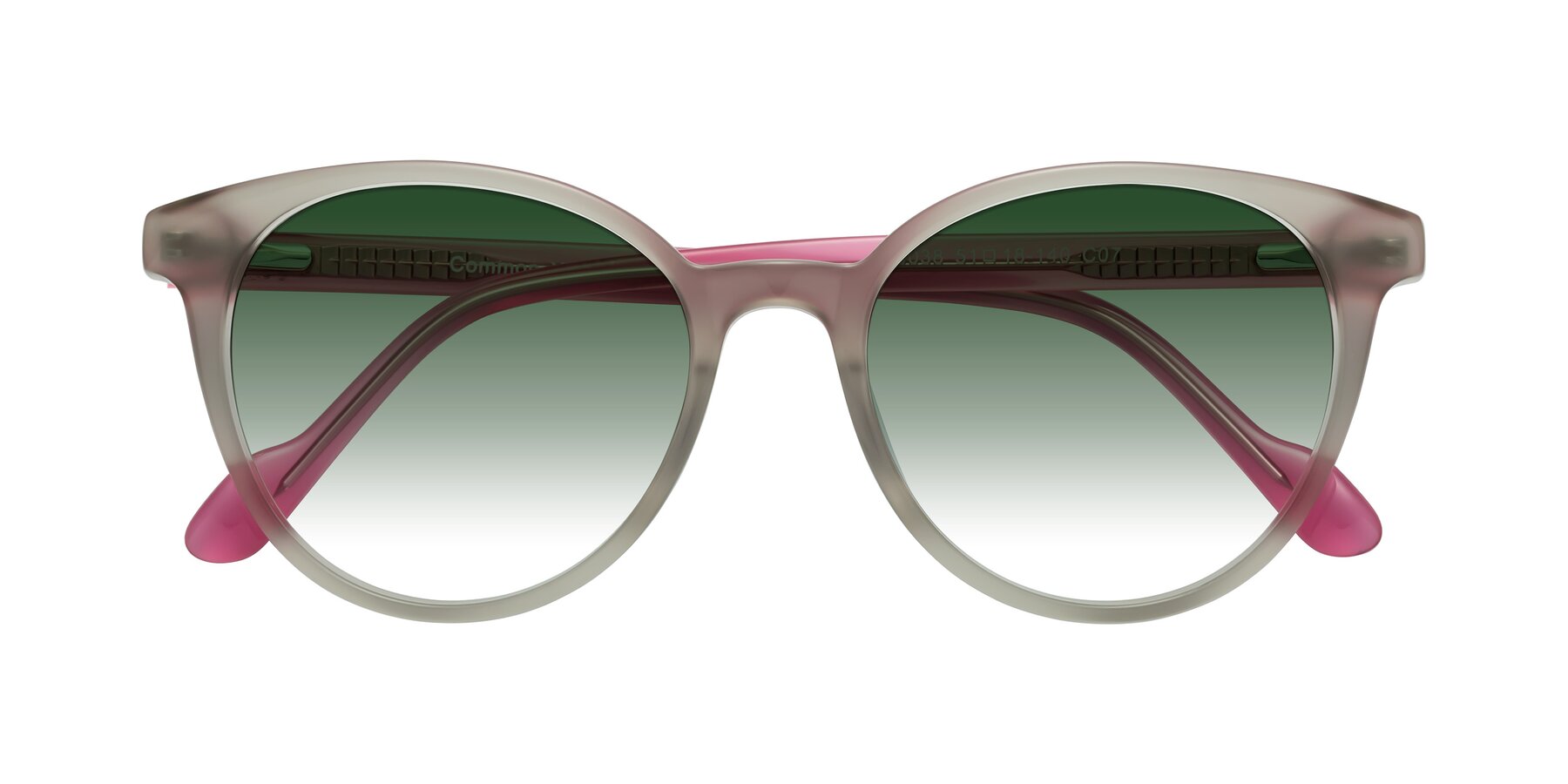 Folded Front of Common in Pale Olive-Pink with Green Gradient Lenses