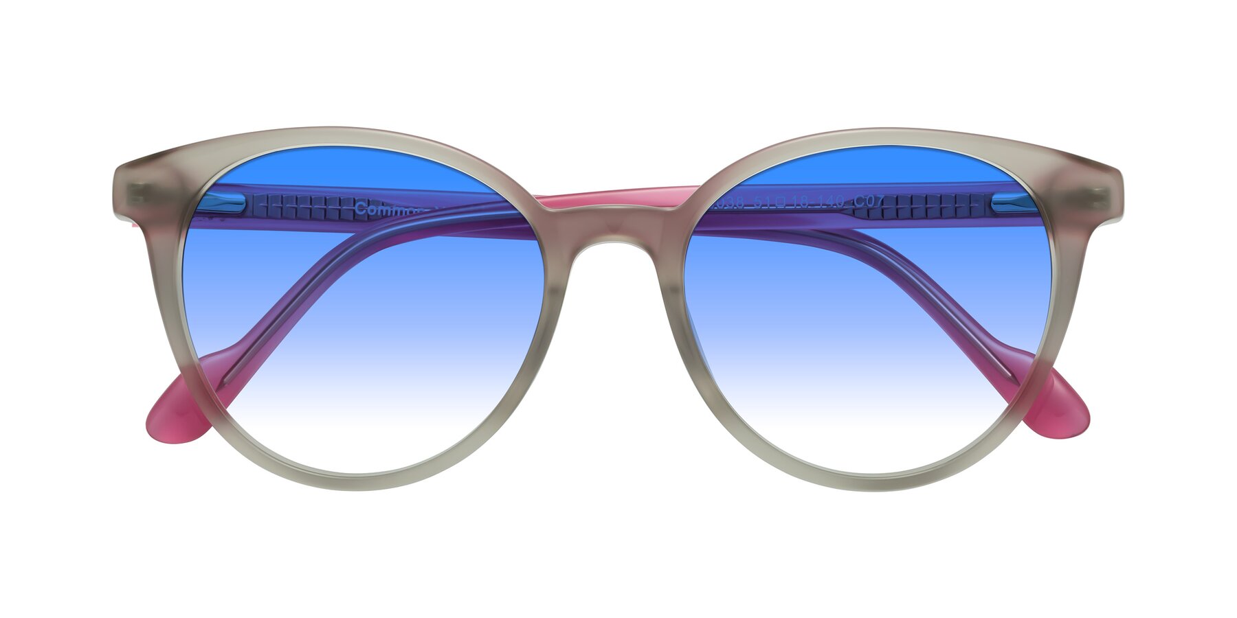 Folded Front of Common in Pale Olive-Pink with Blue Gradient Lenses