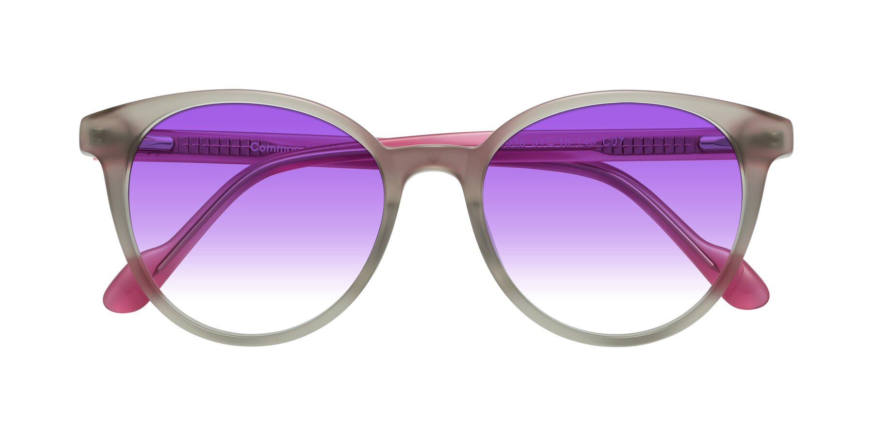 Folded Front of Common in Pale Olive-Pink with Purple Gradient Lenses