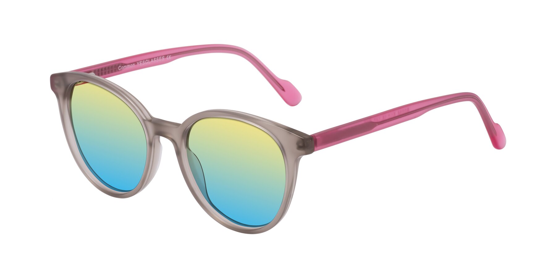 Angle of Common in Pale Olive-Pink with Yellow / Blue Gradient Lenses