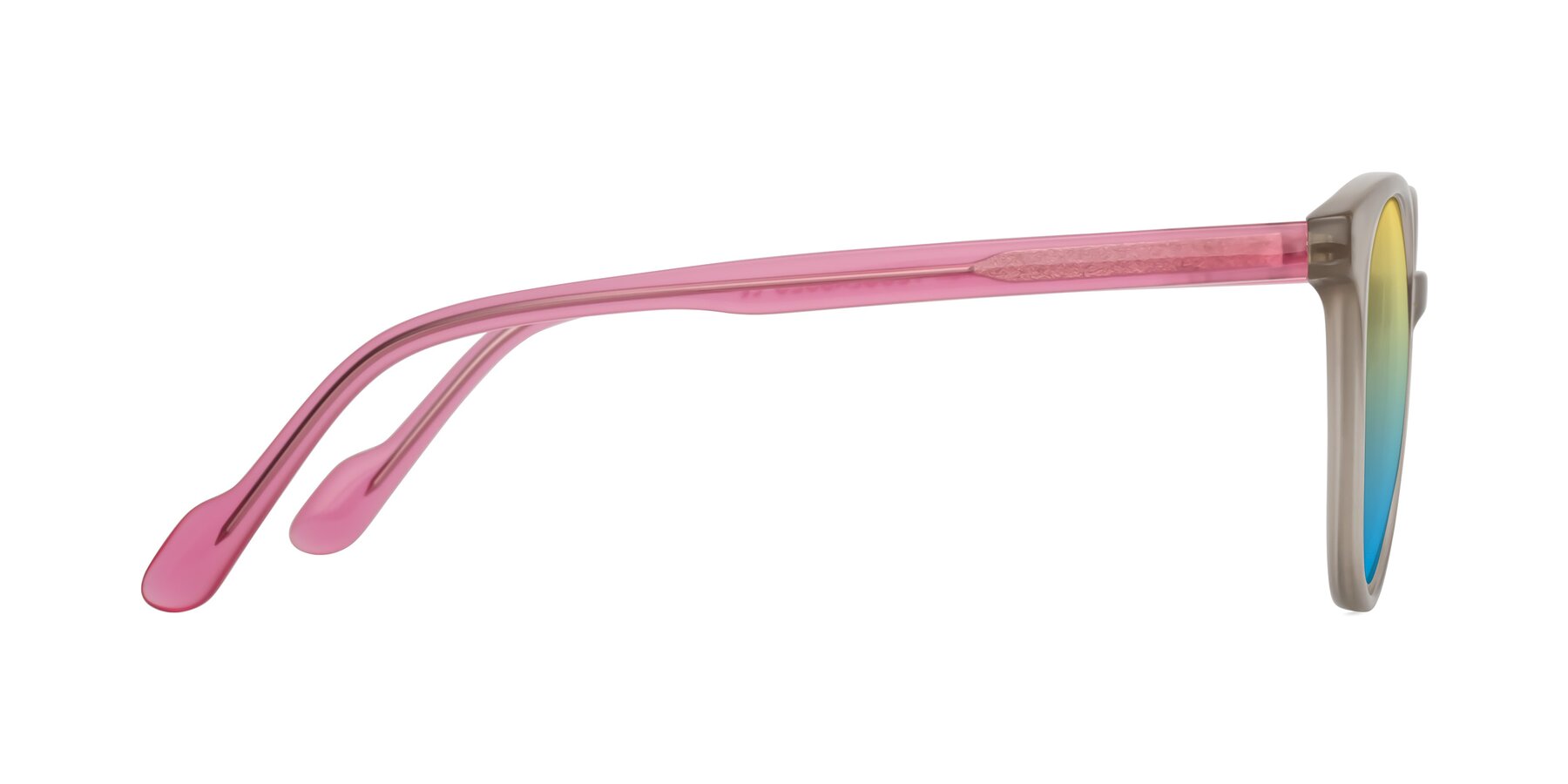 Side of Common in Pale Olive-Pink with Yellow / Blue Gradient Lenses