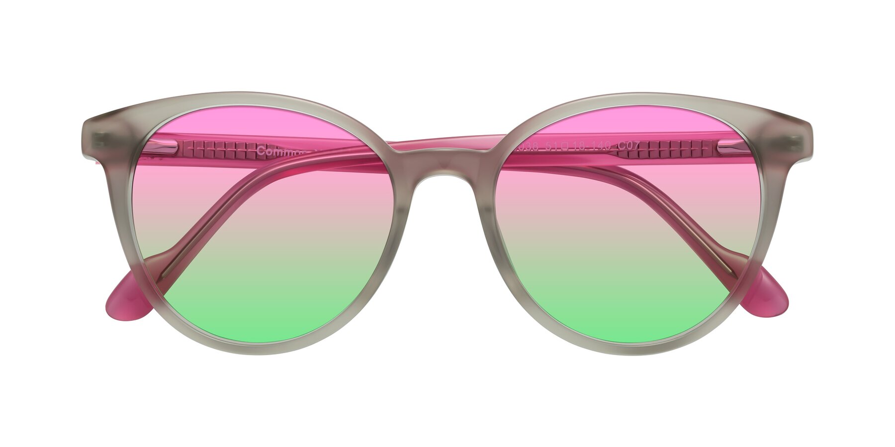 Folded Front of Common in Pale Olive-Pink with Pink / Green Gradient Lenses