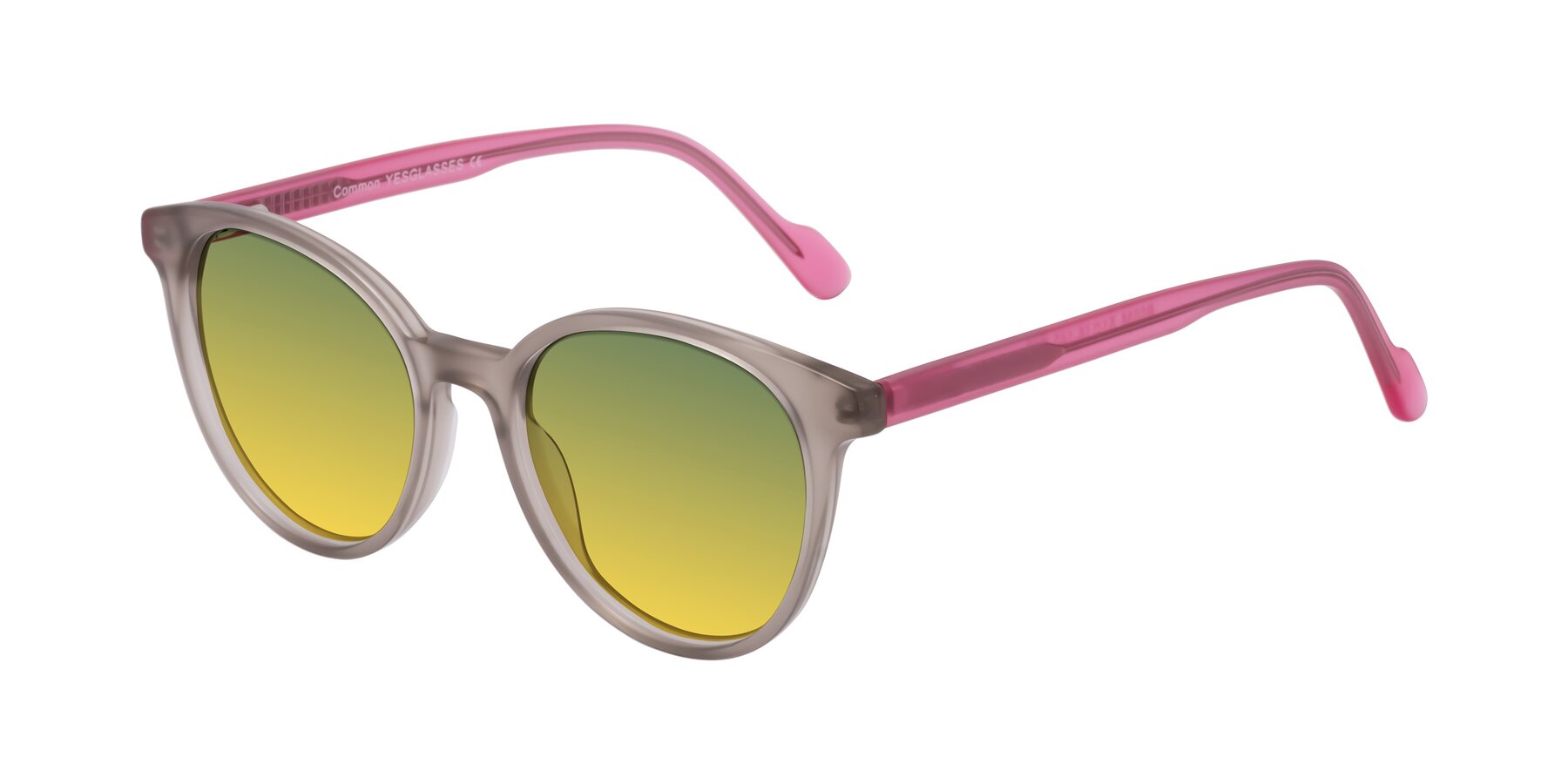 Angle of Common in Pale Olive-Pink with Green / Yellow Gradient Lenses