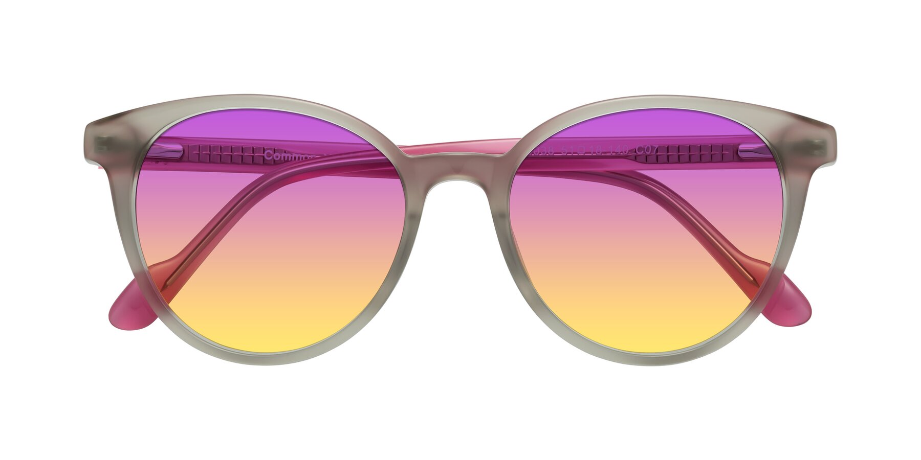 Folded Front of Common in Pale Olive-Pink with Purple / Yellow Gradient Lenses