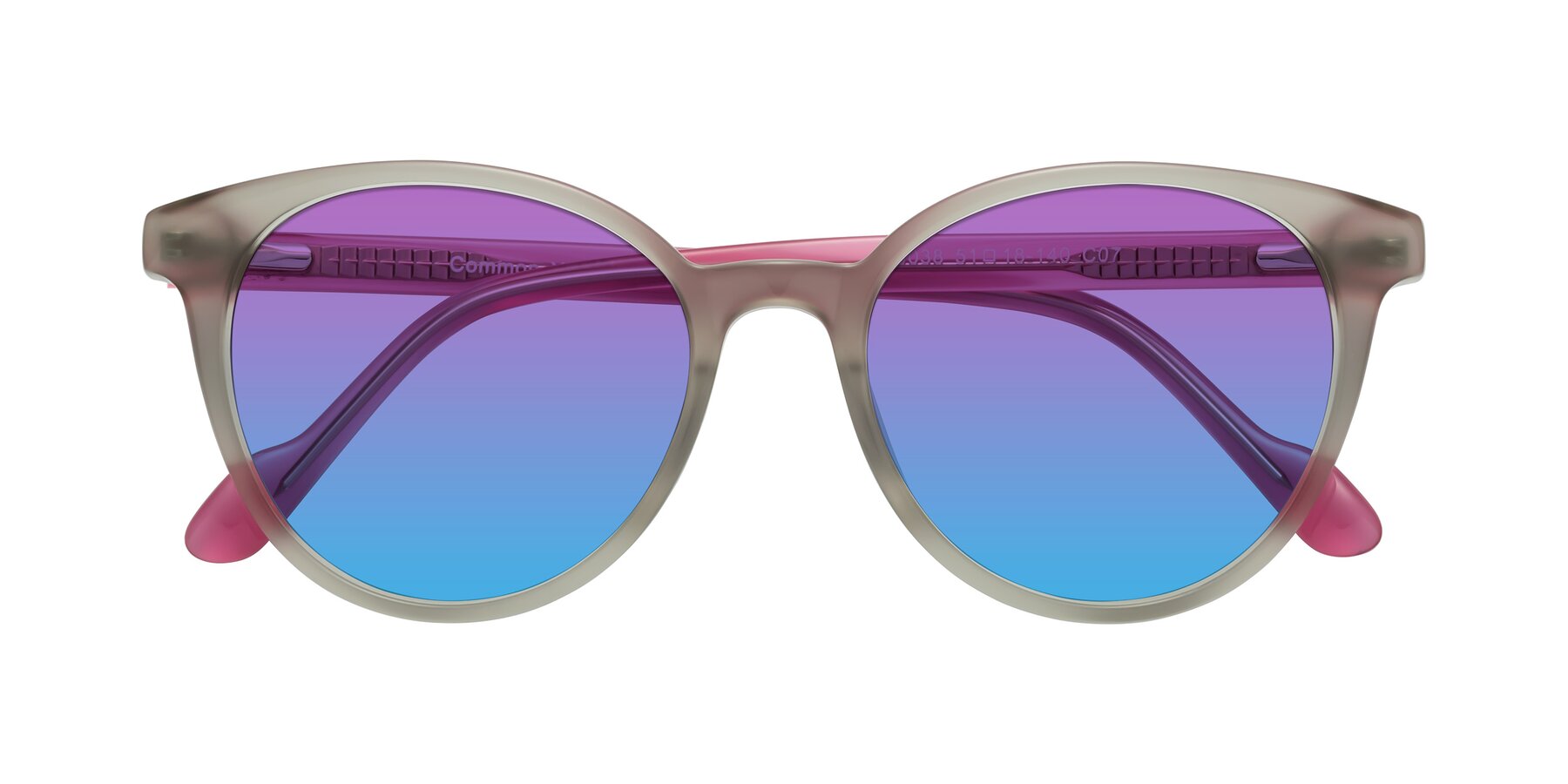 Folded Front of Common in Pale Olive-Pink with Purple / Blue Gradient Lenses