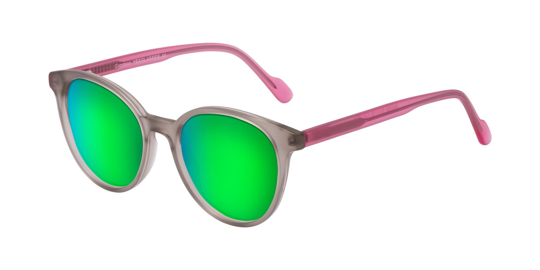 Angle of Common in Pale Olive-Pink with Green Mirrored Lenses