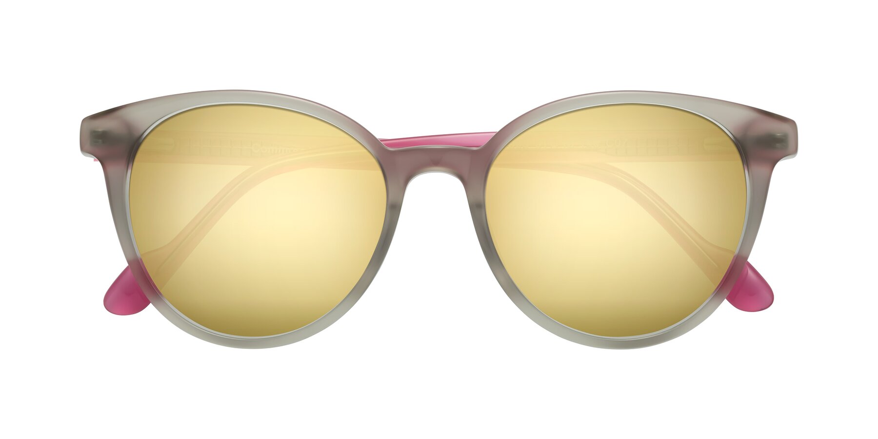 Folded Front of Common in Pale Olive-Pink with Gold Mirrored Lenses