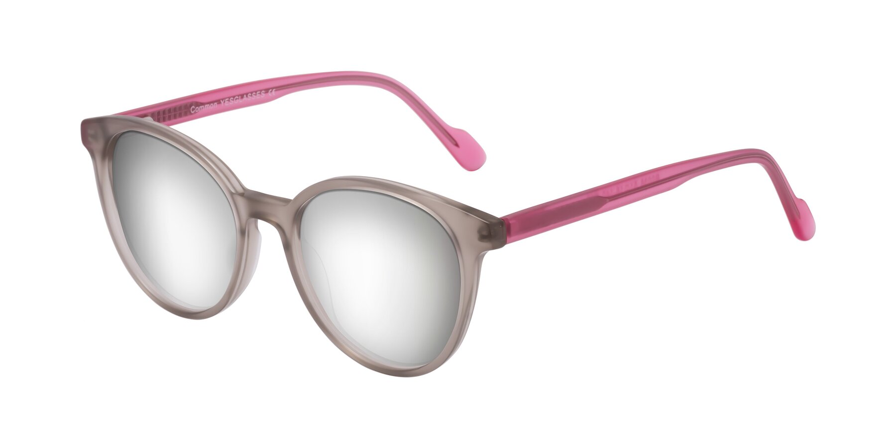 Angle of Common in Pale Olive-Pink with Silver Mirrored Lenses