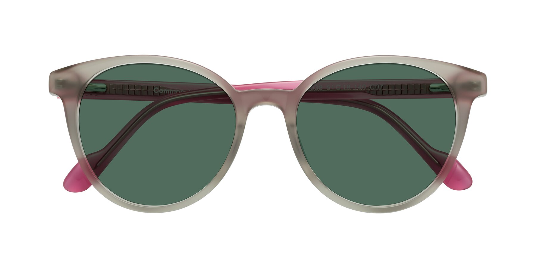 Folded Front of Common in Pale Olive-Pink with Green Polarized Lenses