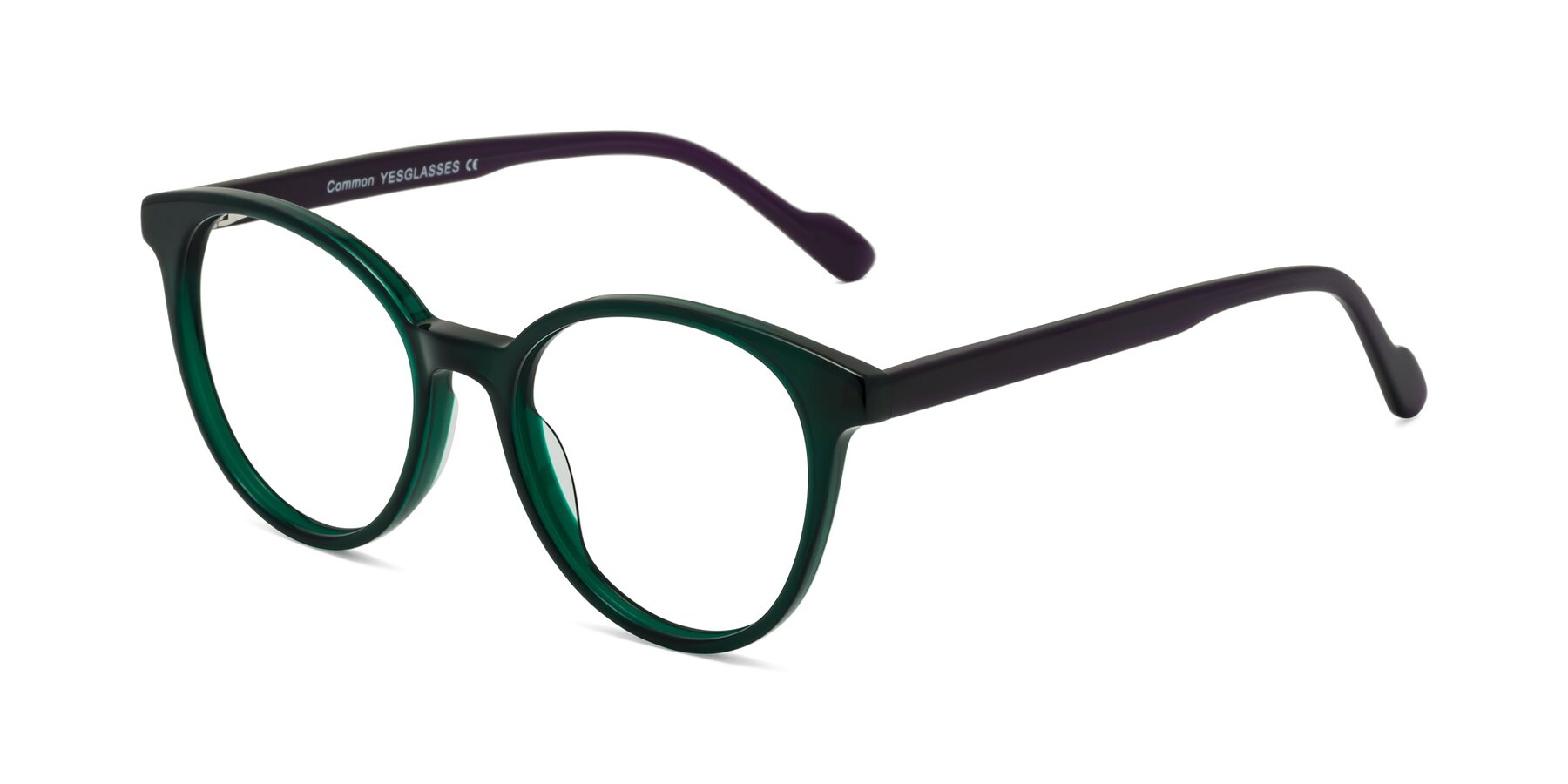 Angle of Common in Green-Purple with Clear Eyeglass Lenses