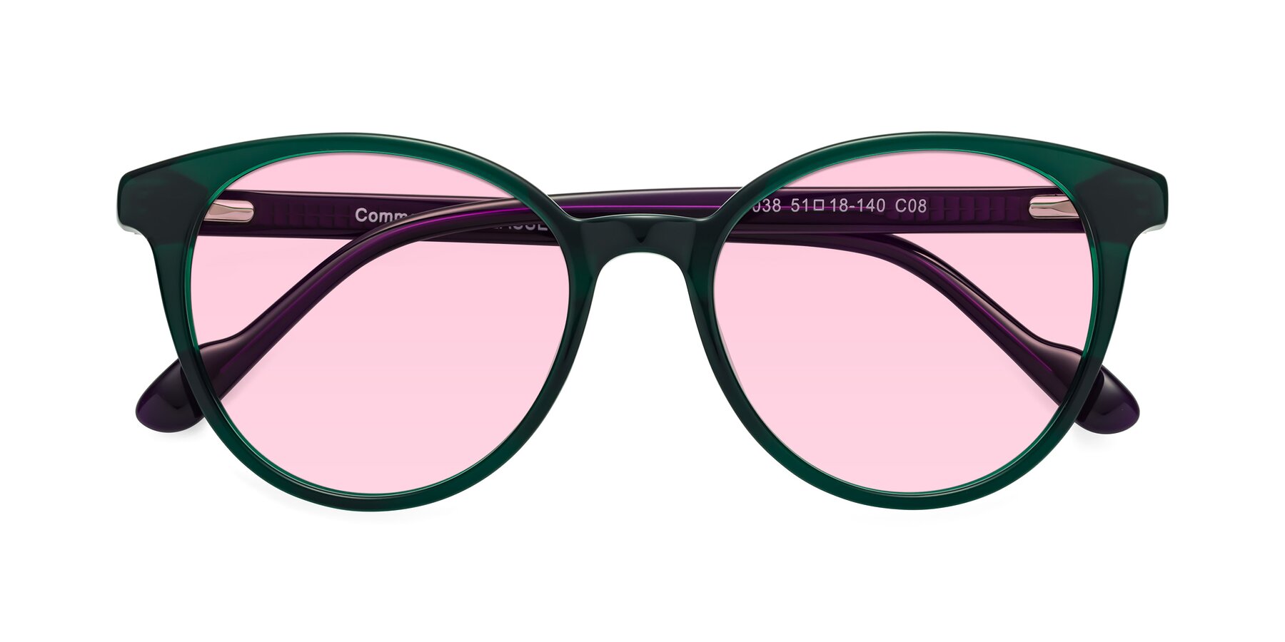 Folded Front of Common in Green-Purple with Light Pink Tinted Lenses