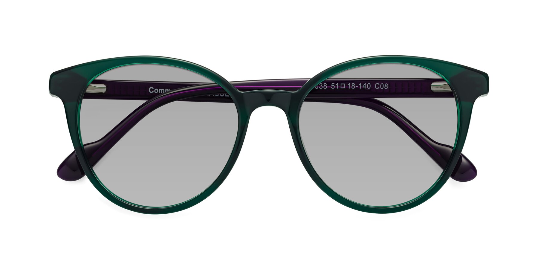 Folded Front of Common in Green-Purple with Light Gray Tinted Lenses