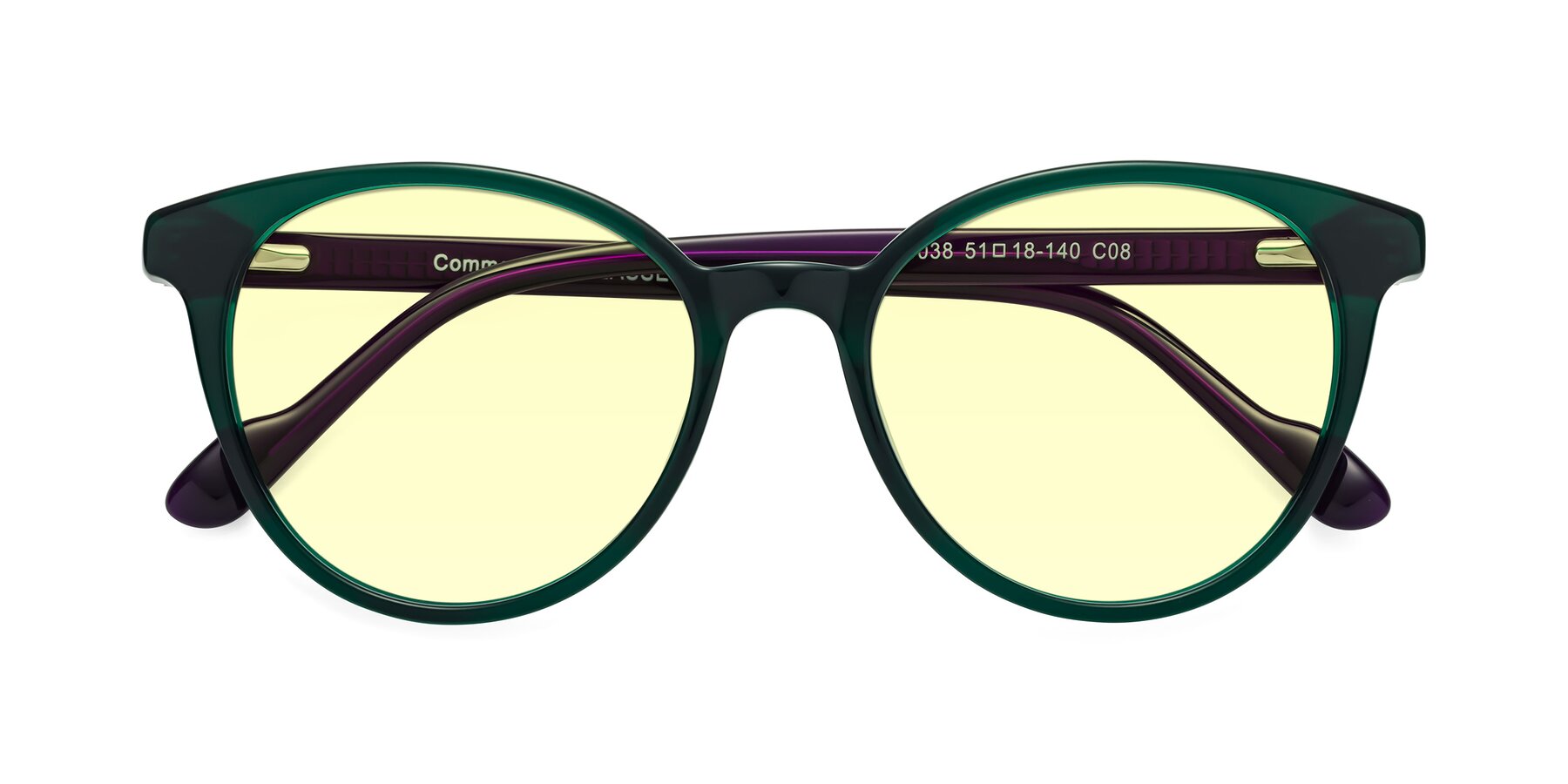 Folded Front of Common in Green-Purple with Light Yellow Tinted Lenses