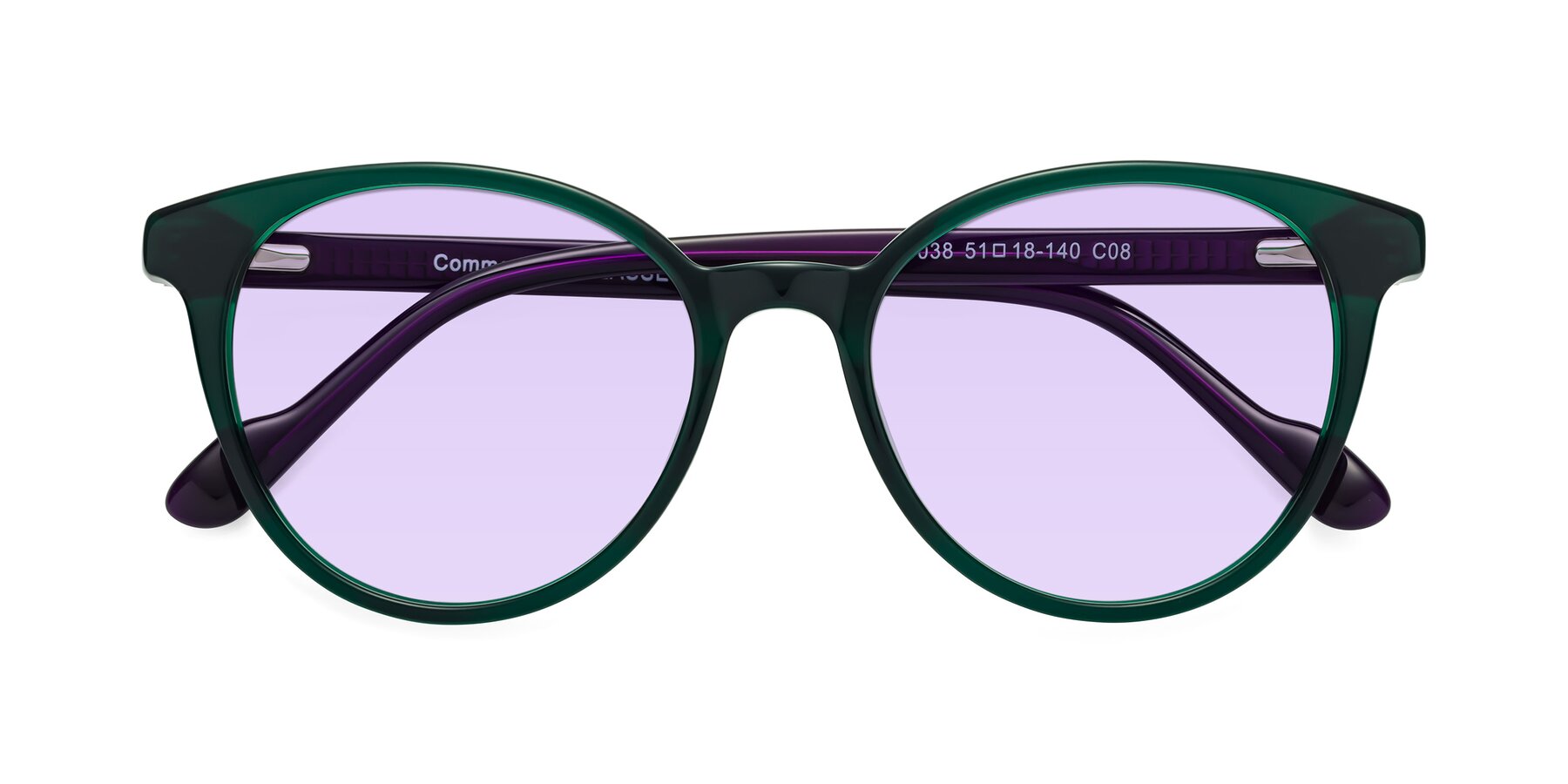 Folded Front of Common in Green-Purple with Light Purple Tinted Lenses