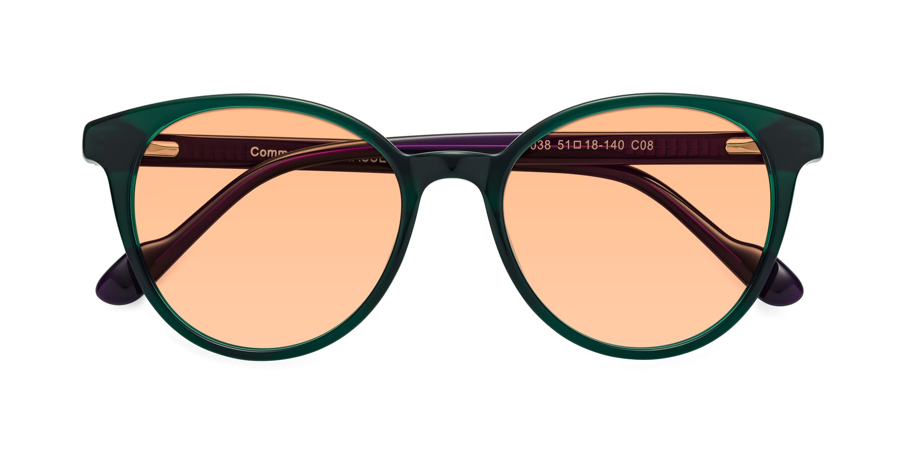 Folded Front of Common in Green-Purple with Light Orange Tinted Lenses